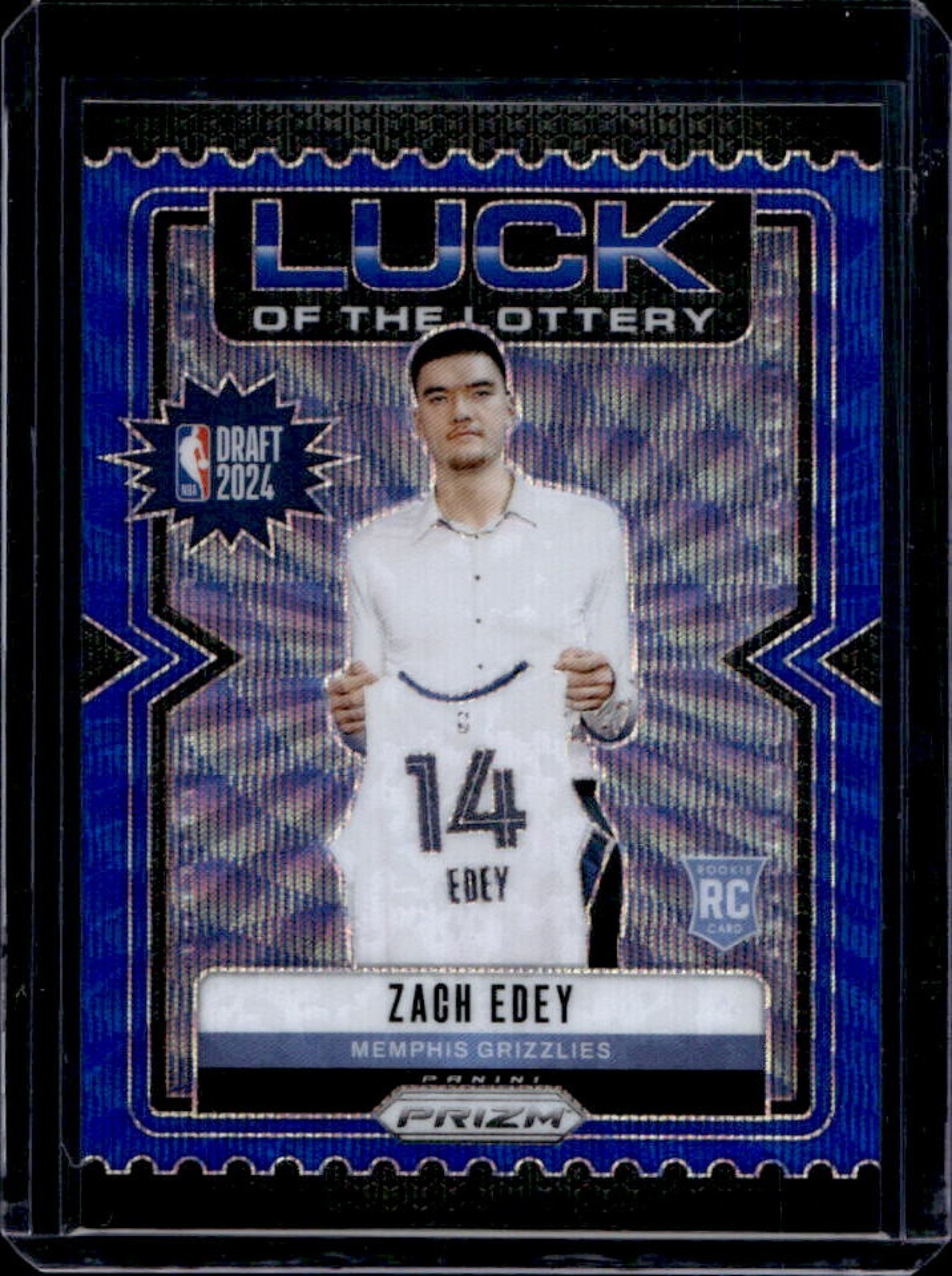 2024-25 Prizm Zach Edey Luck of the Lottery RC Blue Wave #145/175 Grizzlies