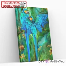 DIY Macaw Paint By Numbers Canvas Art Draw Painting Oil Kit Adult Kids Rare
