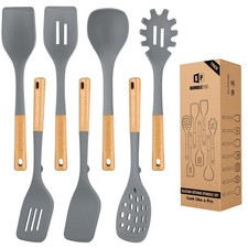 Best Silicone Kitchen Utensil Set for Non Stick Cookware, 7 Pcs Heat Resistant