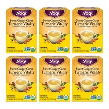 Yogi Tea Sweet Ginger Citrus Turmeric Vitality Tea - 16 Tea Bags per Pack 6 ...