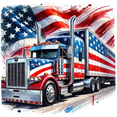 American Semi-Truck Cartoon Autoaufkleber 9x9 cm Sticker USA LKW Deko
