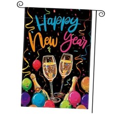 Cheers Happy New Year Garden Flag 12x18 Inch Double Sided Garden Size-12 x 18"