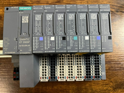 Siemens Simatic ET200SP IM155-6PN HF remote I/O with 7 modules