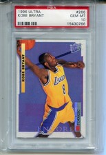 1996 Ultra Kobe Bryant Rookie Card PSA 10 Gem Mint Graded #266. rookie card picture