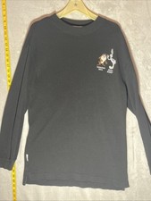 Vintage LOONEY TUNES Thermal Black L Warner Bros Acme Clothing Taz VTG 90s 1991