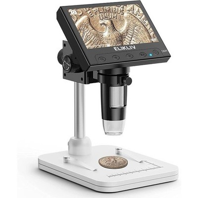LCD Digital Coin Microscope 1000x Coin Magnifier with 8 Adjustable LED Lights