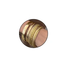 10PCS Stackable Gold Cuff Bracelets Set，Boho Retro Grace Temperament Wide Face D