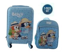 Bluey Kids Luggage and Backpack Set - 18" Luggage With Wheels, 13.75" Backpack