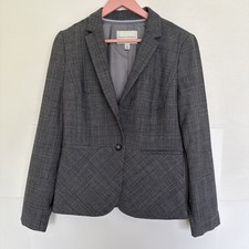 Banana Republic Single Button Blazer Subtle Textured Gray Size 8 Pre-owned