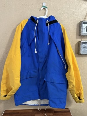 Vintage Nautica Competition Rain Coat Jacket Mens X-Large Yellow Blue Sailing