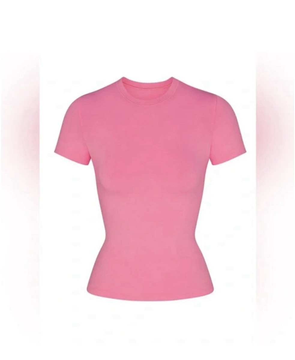 SKIMS Cotton Jersey T-Shirt in Pink MEDIUM Limited Edition