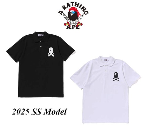 A Bathing Ape Pirate Store Men's Polo 2025 SS Model APE CROSSBONE Motif Japan