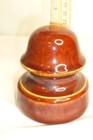 Vintage Ceramic Brown Glazed Electrical Insulator Mushroom 3.25" across Threaded — photo 3