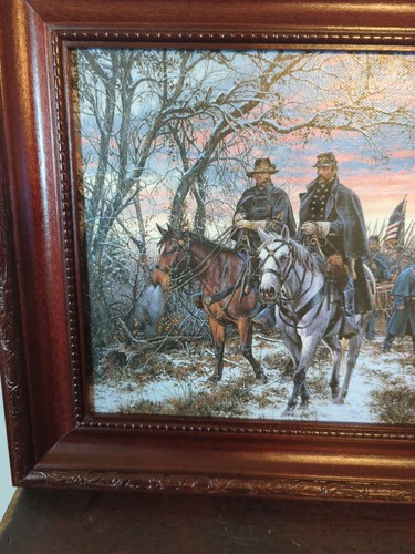 John Paul Strain " March At Dawn“ Canvas Painting 2001 Framed 14 1/4" X 11 3/4" - Picture 4 of 11