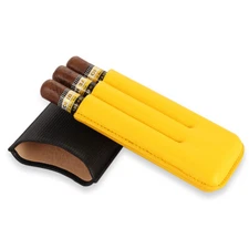 Galiner Classic Leather Travel Cigar Case Humidor Tube Holder 3 Tube Portable