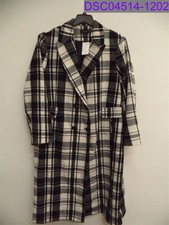 Women's Size 3x Halogen Double Breasted Check Coat Black & White Ha418948wn