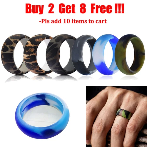 1Pc Camouflage Silicone Wedding Rings Rubber Promise Bands 8mm Width for Men