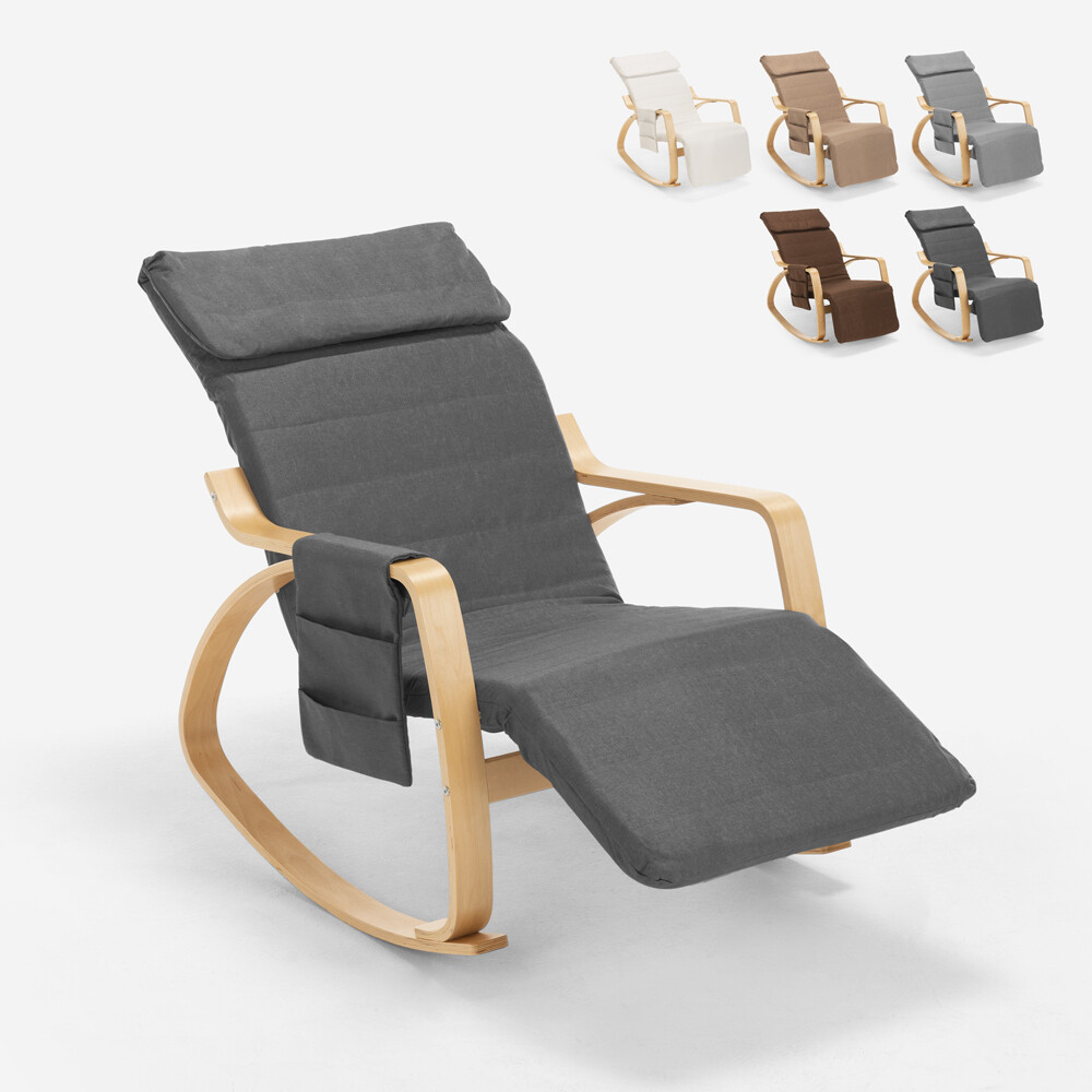 Silla mecedora madera diseño escandinavo reposapiés ajustable Odense