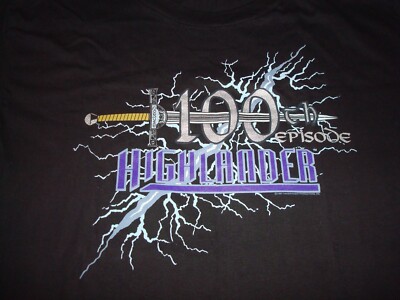 VTG 1997 HIGHLANDER 100th EPISODE T SHIRT 2XL BLACK 90s LOGO TV 