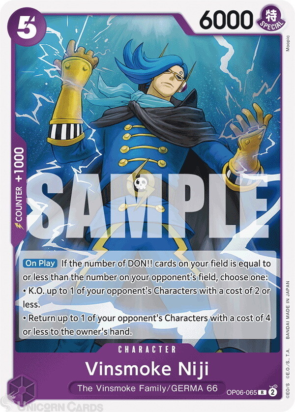 OP06-065 Vinsmoke Niji : Rare English One Piece TCG Card : PRB01: One Piece Card