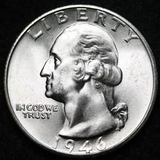 UNCIRCULATED UNC MS 1946-S WASHINGTON SILVER QUARTER FREE SHIPPING