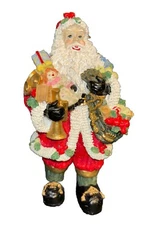 Santa Figurine 8” Resin Bag Of Toys Standing Multicolored Christmas Decoration