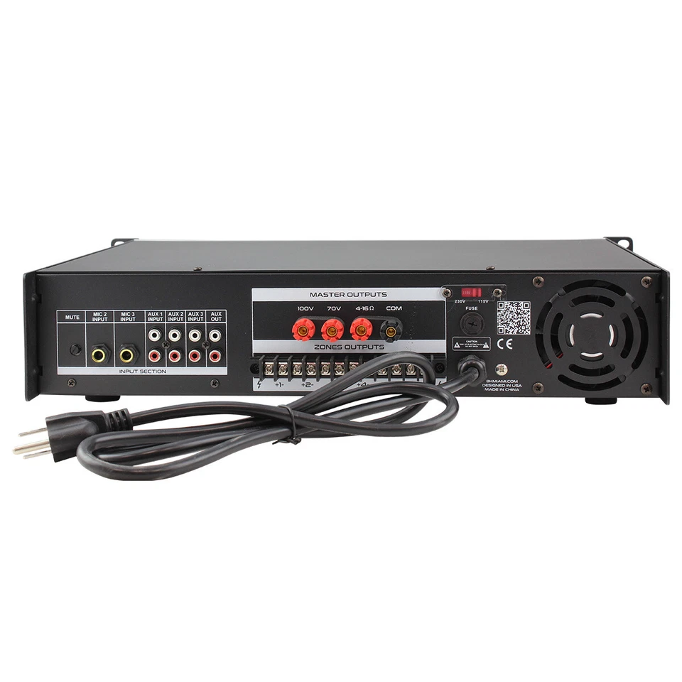 350 Watts Professional PA System Power Amplifier  6 Zone 70/100V MP3 Bluetooth - Image 4 of 4