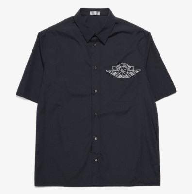 AIR DIORシャツ Air Dior Jordan Wing Basketball Blue Logo Short Sleeve Button Up