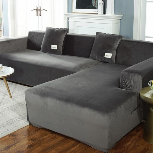 Couch Samt Stretch Elastisch Sofa Schonbezug Sektionalecke 1-4 Sitzer - Bild 14 von 19