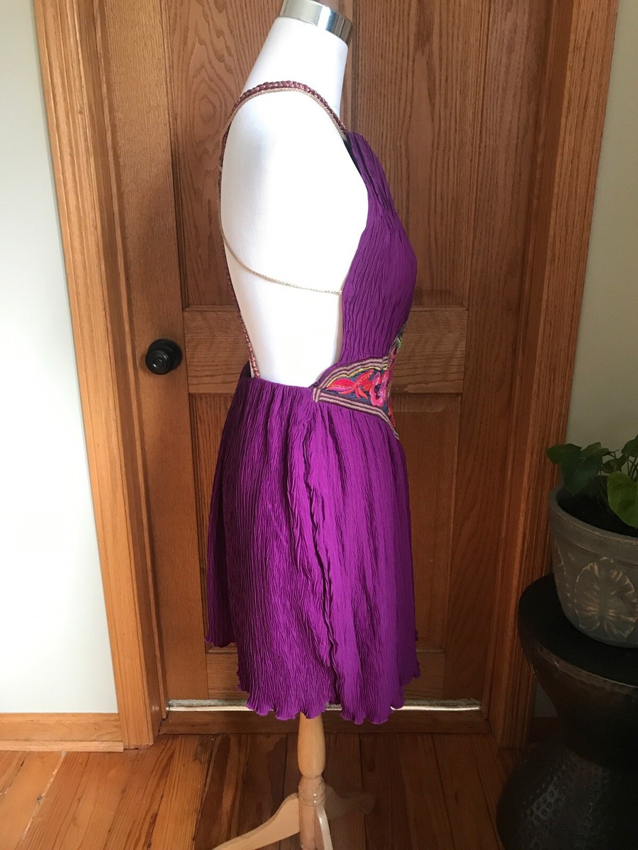 Free People Purple Embroidered Dress. Size 2. NWOT! | eBay Free People Purple Embroidered Dress. Size 2. NWOT! | eBay