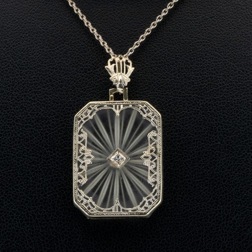 Art Deco Anhänger aus 585er Weißgold mit Brillant - Bild 2 von 6