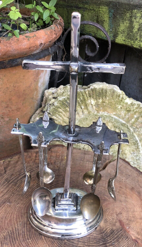Antique Edwardian Barker Bros Apostle spoon rack holder cross handle church