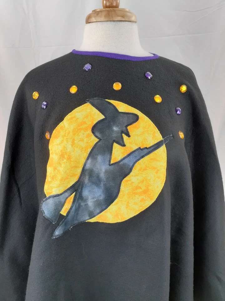 Shane Lee Inc женщин один размер черный ведьма Луна нашивка плащ флис драгоценные камни Хэллоуин - Изображение 3 из 4
