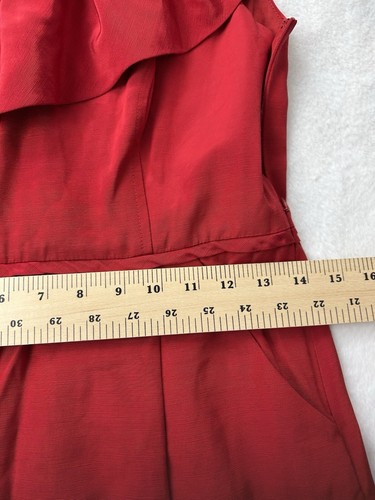 Shoshanna One Shoulder ruffle Red Dress Women’s sleeveless cocktail Mini Size 4 - Picture 7 of 15