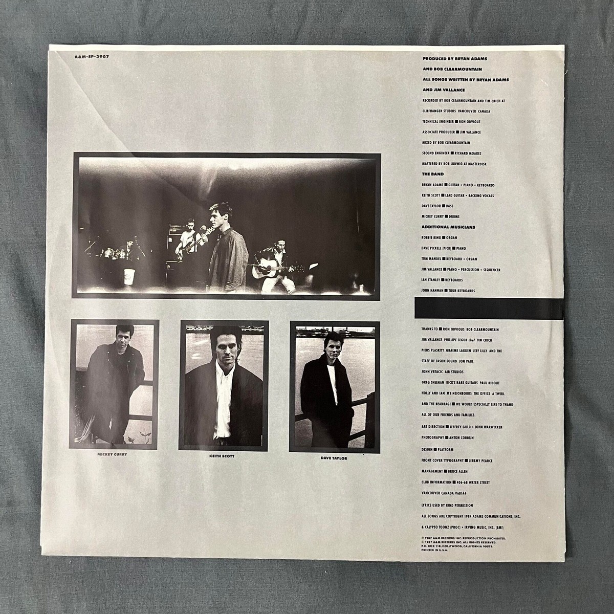 Vinyl, Record, LP, Album, Bryan Adams, Into The Fire, 1987