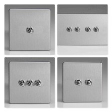 Varilight Screwless Brushed Steel Toggle Dolly 10 Amp Light Switch 1 2 3 4 Gang