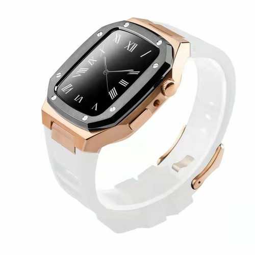 Fluororubber Band Stainless steel Case Royal Oak Mod For Apple Watch 44/41/45mm - Zdjęcie 15 z 21