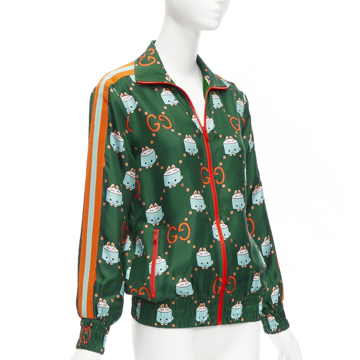GUCCI 2023 Pikarar GG logo monogram green orange silk track GUCCI 2023 Pikarar GG logo monogram green orange silk track