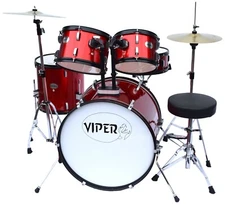 Drum Set Adult Size With Cymbals & Seat - Red or Blue (Canadian brand)