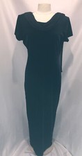 Social Circles Long Black Velvet Evening Gown Short Sleeve Chiffon Scarf Sz 12