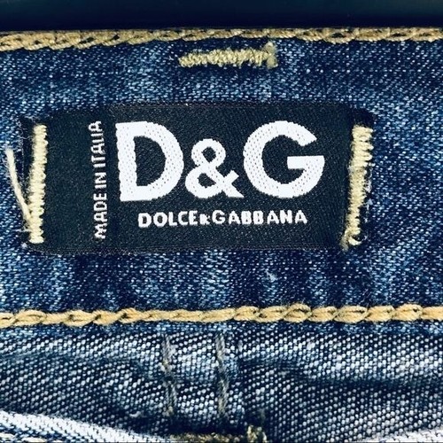 NWT D&G Dolce & Gabbana Womens Bootcut Blue Jeans Size 26 Cotton Denim Dipped - Picture 11 of 12