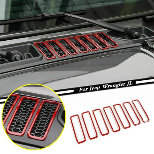 For 2018-2023 Jeep Wrangler JL ABS Red Car Hood Air Vent Inlet Cover Frame Trim