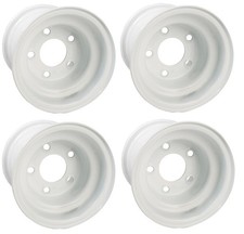 4 GTW 8 inch Steel Golf Cart Wheel 8x7 Centered White 5 Hole Lug Pattern