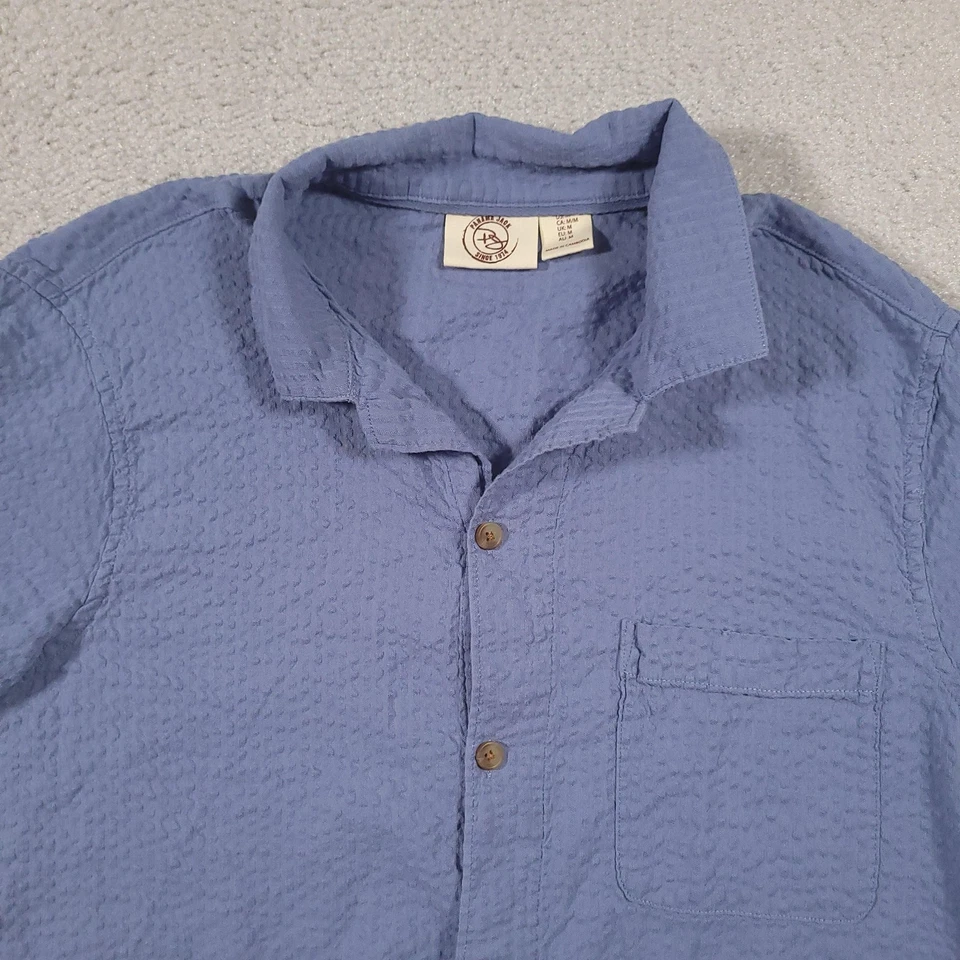 Panama Jack Shirt Mens Medium Blue Seersucker Short Sleeve Camp Collar Button Up - Image 3 of 4