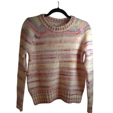 LOFT Pastel Striped Wool Blend Knit Sweater XS Crewneck Soft Cozy Layering