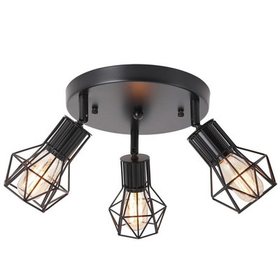 3-Light Flush Mount Ceiling Light Fixture Industrial Kitchen Farmhouse E26