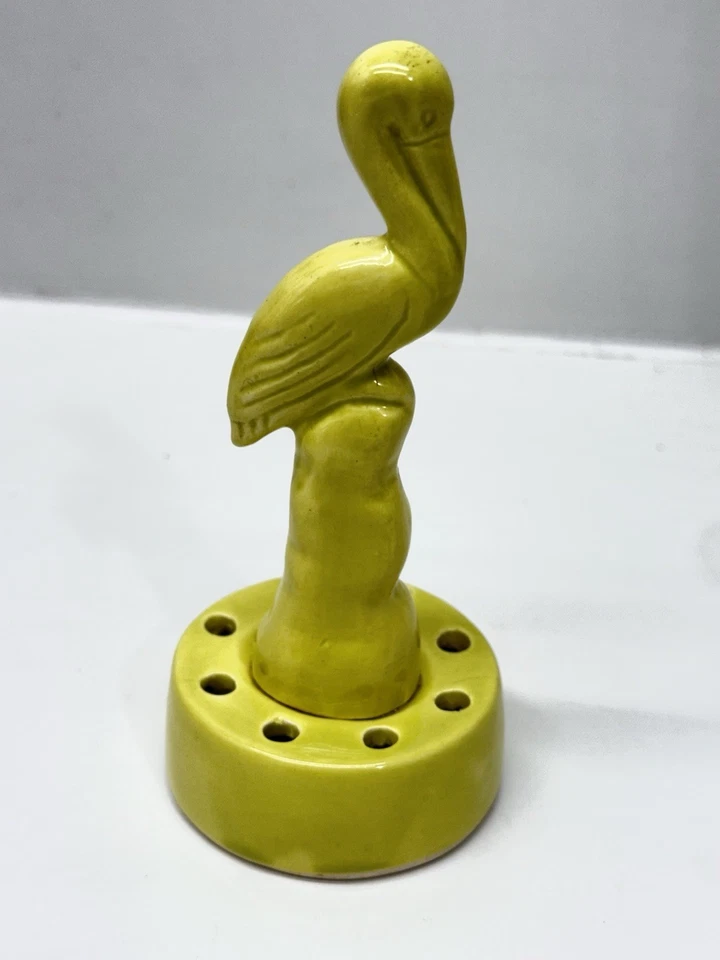 Royal Haeger Royal Arden Hickman Art Pottery 5.5" Yellow Flamingo Flower Frog - Image 2 of 4