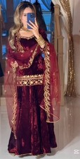Indian Chinon Silk Salwar Kameez Wedding Party Wear Suit with Dupatta Stitched