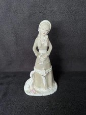 Vtg 1984 Byron Mold Young Lady Walking Her Dog Sculpture Signed Pamela Buchianan