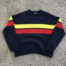 Vintage Demetre Pure Virgin Wool Sweater Mens M Colorblock Stripe Ski Pullover